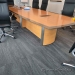 14' Maple w/ Grey Trim Boat Shaped Boardroom Table w/ Power